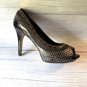 WHBM Gunmetal Peep-toe Heels - Size 10